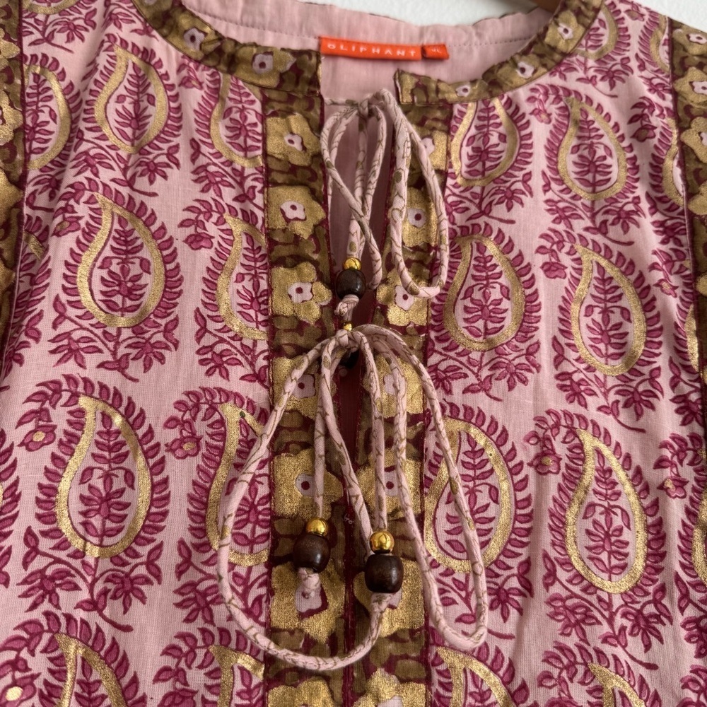 Oliphant Pink Paisley Maxi Dress with Gold Accents - Picture 7 of 12